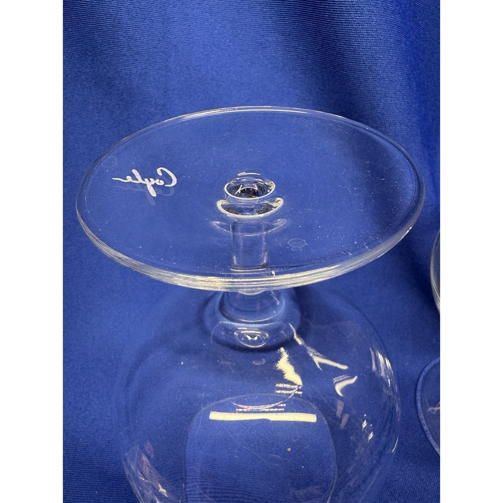 Pair COYLE Signed Crystal Brandy Snifters Loon Wildlife Etched Glasses 6.5" VTG - Picture 7 of 7
